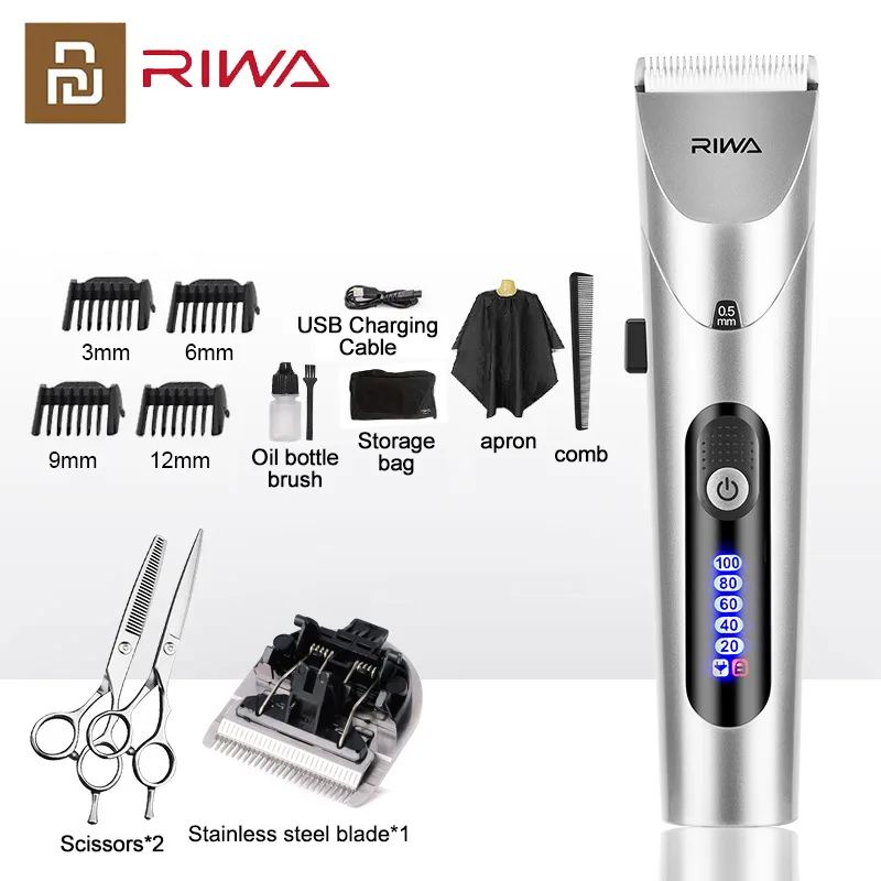 RIWA Professional Hair Clipper for Men, Cordless and Washable