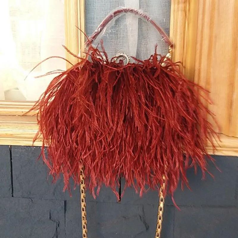Women's Evening Bags Trend Ostrich Hair Banquet Bag Designer