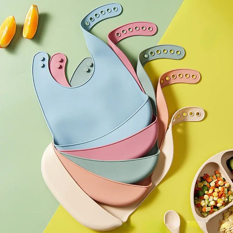 Silicone Baby Bib, Waterproof and Adjustable