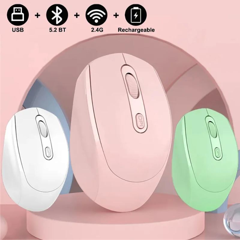 Silent Wireless Mouse with Bluetooth and 2.4GHz