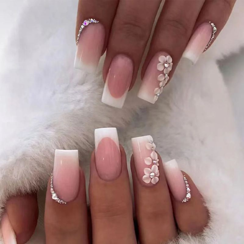 Nude Square Press-On Nails, Long (24 Pcs)