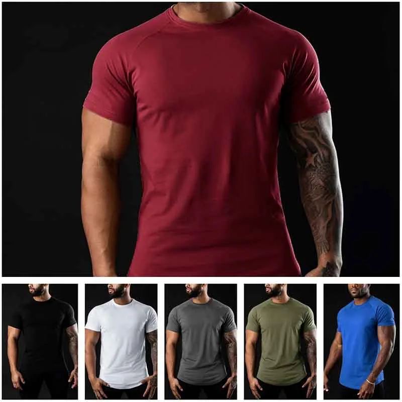Men's Cotton Gym T-Shirt, Short Sleeve Round Neck