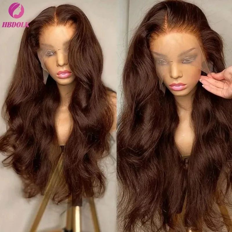 Chocolate Brown Body Wave Wig, 34 Inch