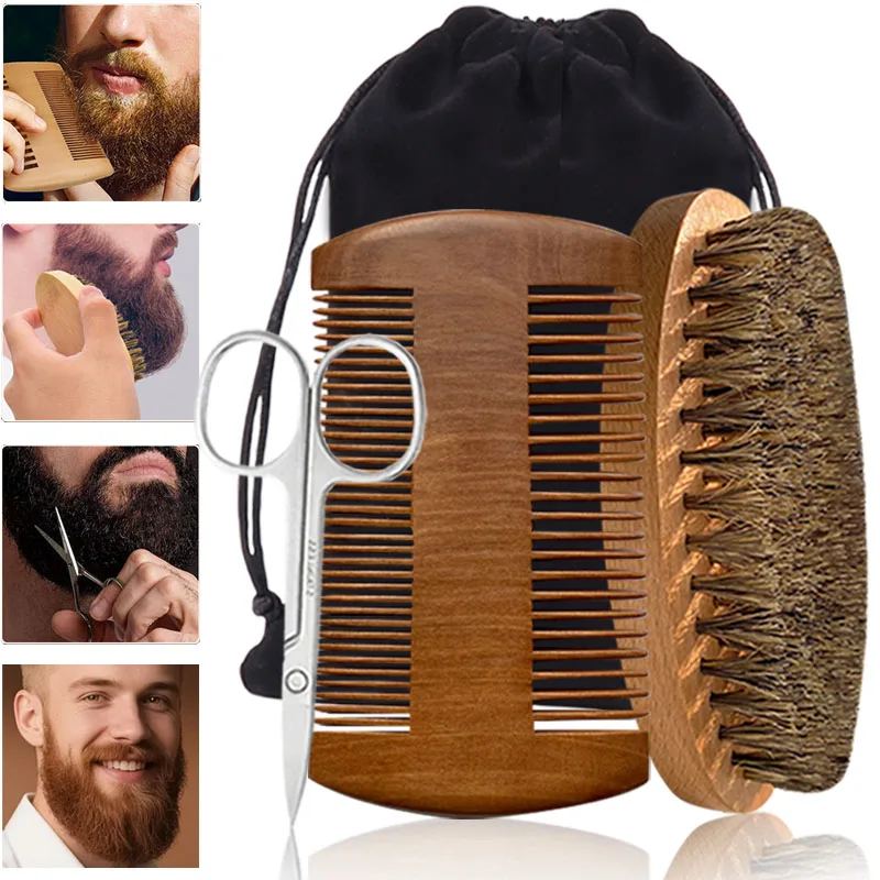 Men's Beard Grooming Set, Barber Tools and Brush
