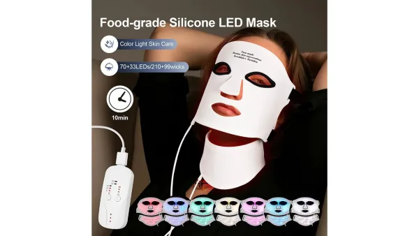 Silicone LED Mask Face With Neck 7 Colors LED Photon Red