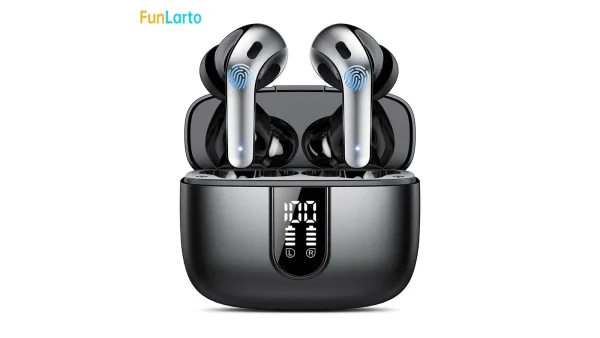 Wireless Bluetooth 5.3 Earphones with Quad-Mic Call Noise Cancelling