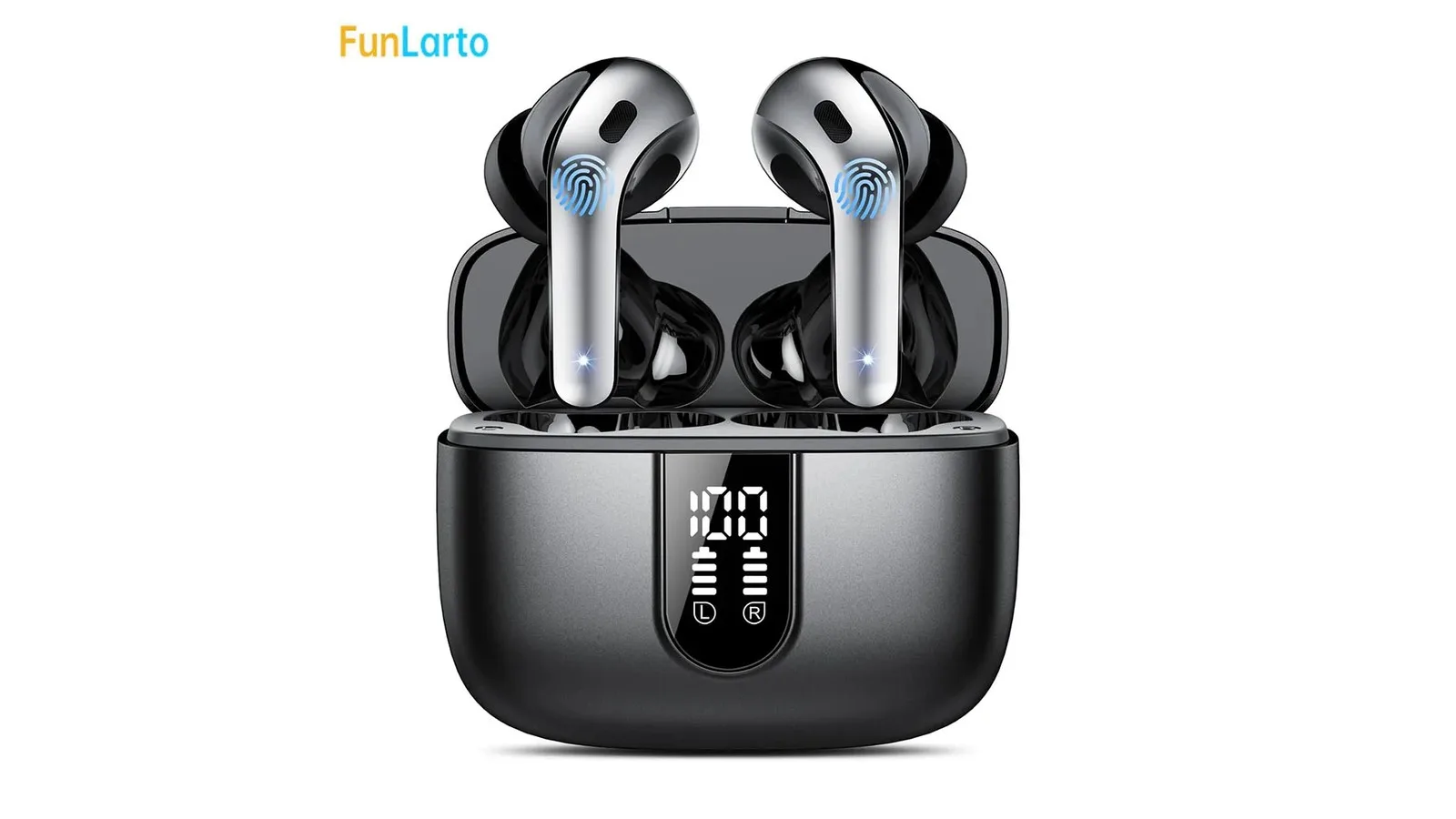 Wireless Bluetooth 5.3 Earphones with Quad-Mic Call Noise Cancelling
