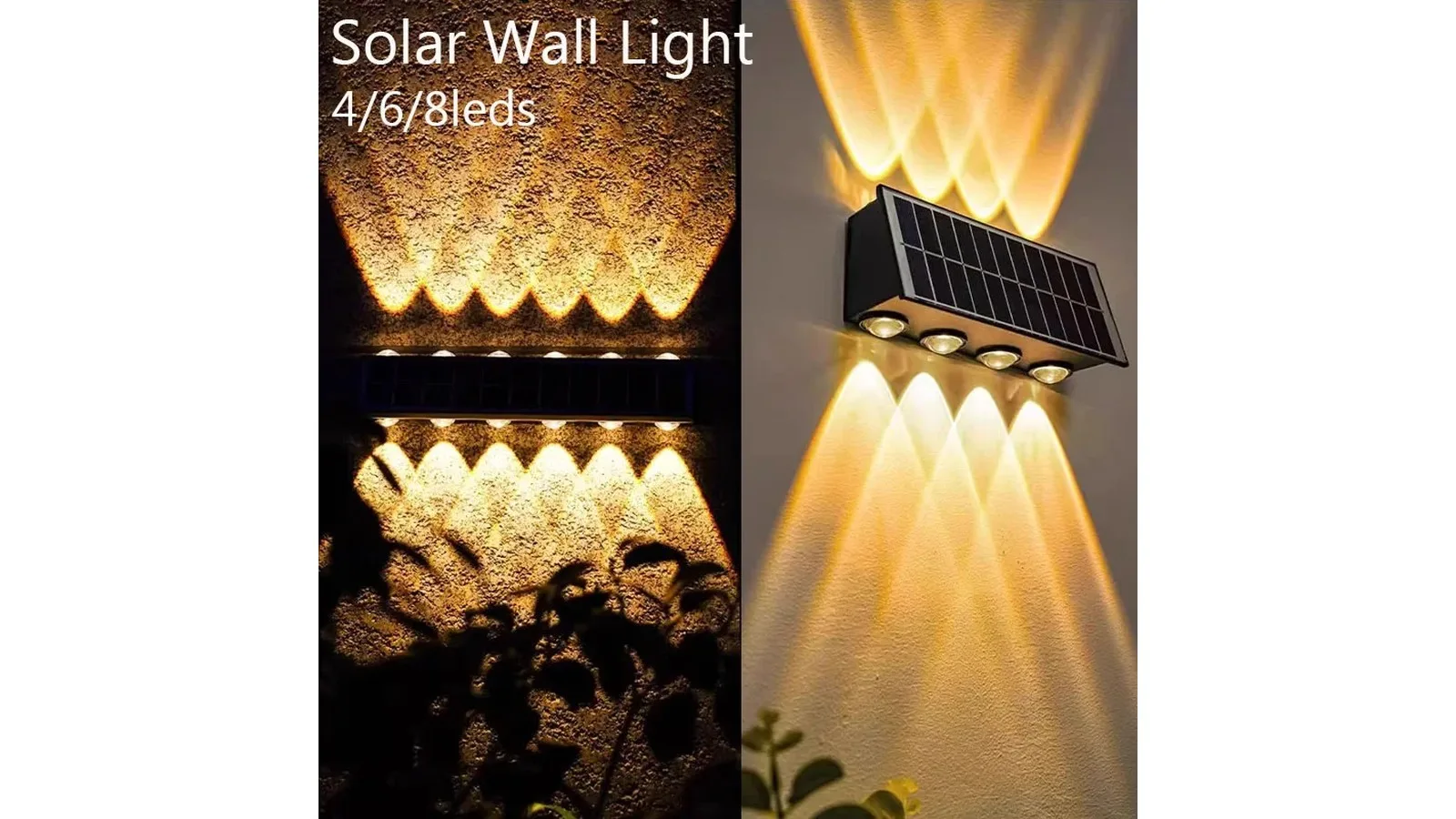 Solar Wall Lamp for Outdoor Yard (4, 6 or 8 LEDs)
