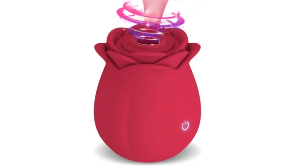 Red rose-shaped air-pulse massager from the Mamacitta After Dark collection